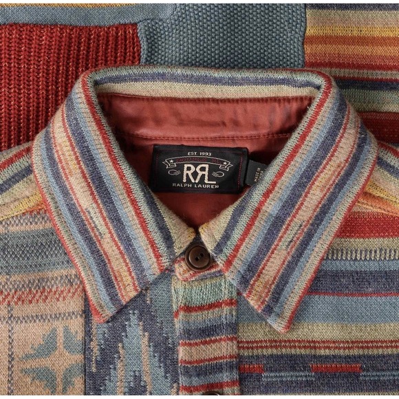 Double RL RRL Ralph Lauren Patchwork Rust Multicolor Workshirt Shirt Mens XL NWT - Picture 11 of 13